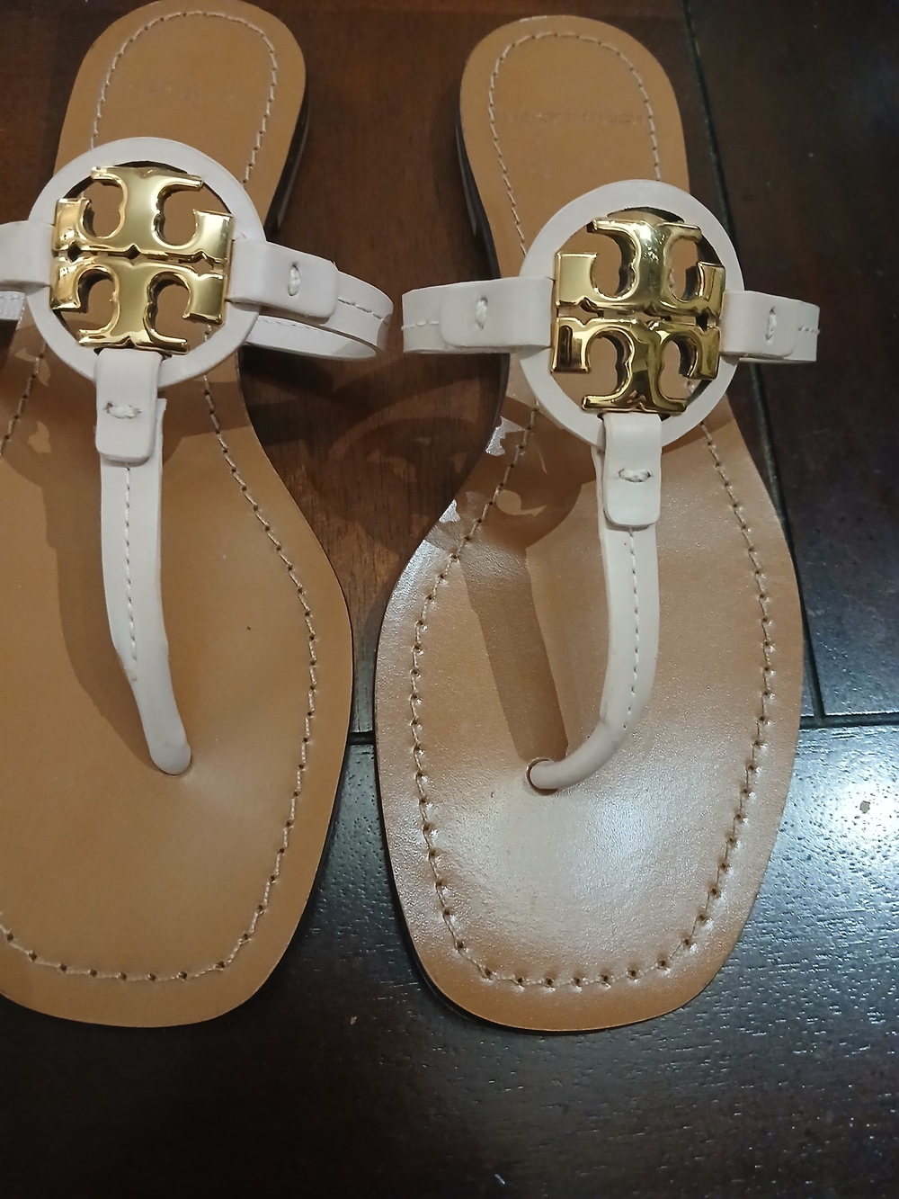 Tory Burch Mini Miller Seashell Pink Leather Sandals Size 6.5 Designer Quality